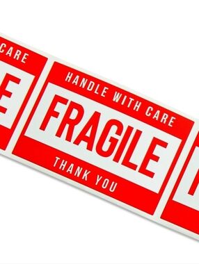 Fragile Handle With Care Warning Labels Red White Ship Package Sell 10 Count